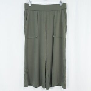 Lisa Rinna Collection Pull On Knit Culotte Pants Small Army Green Wide Leg‎